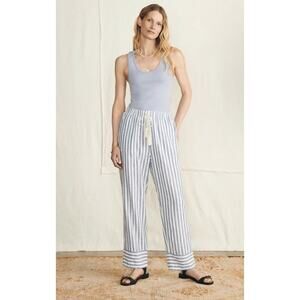 Faherty Women's Blue Lucy Stripe Pacific Beach Linen Pants Sz XS NEW
